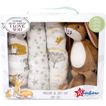 Guess How Much I Love You Soft Toy with Muslin Gift set - ALPYN Toys and Games