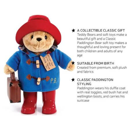 Large Classic Paddington Bear with Boots & Suitcase - ALPYN Toys and Games